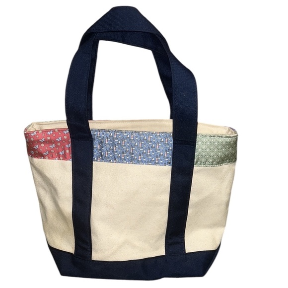 Vineyard Vines Canvas Fabric Whale Sailboat Palm Tree Golf Printed Tote Bag - Picture 4 of 14